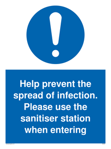 MH6003: Help prevent the spread of infection. Please use the sanitiser station when entering