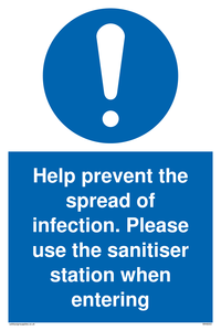 MH6003: Help prevent the spread of infection. Please use the sanitiser station when entering