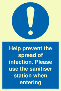 MH6003: Help prevent the spread of infection. Please use the sanitiser station when entering