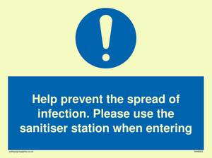 MH6003: Help prevent the spread of infection. Please use the sanitiser station when entering