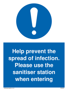 MH6003: Help prevent the spread of infection. Please use the sanitiser station when entering