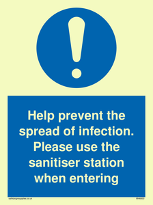 MH6003: Help prevent the spread of infection. Please use the sanitiser station when entering