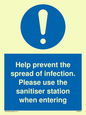 MH6003: Help prevent the spread of infection. Please use the sanitiser station when entering