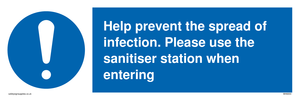 MH6003: Help prevent the spread of infection. Please use the sanitiser station when entering