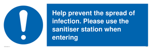 MH6003: Help prevent the spread of infection. Please use the sanitiser station when entering