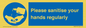 MH6019: Please sanitise your hands regularly