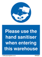 MH6093: Please use the hand sanitiser when entering this warehouse