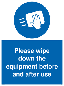 MH6159: Please wipe down the equipment before and after use