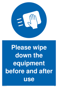 MH6159: Please wipe down the equipment before and after use