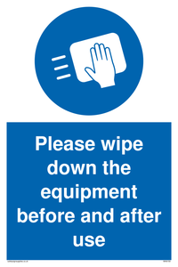 MH6159: Please wipe down the equipment before and after use