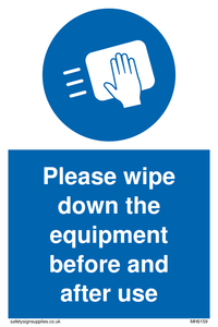 MH6159: Please wipe down the equipment before and after use