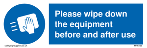 MH6159: Please wipe down the equipment before and after use