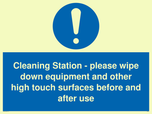 MH6161: Cleaning Station - please wipe down equipment and other high touch surfaces before and after use
