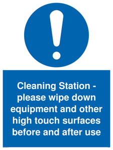 MH6161: Cleaning Station - please wipe down equipment and other high touch surfaces before and after use