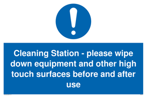 MH6161: Cleaning Station - please wipe down equipment and other high touch surfaces before and after use