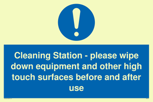 MH6161: Cleaning Station - please wipe down equipment and other high touch surfaces before and after use