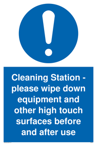 MH6161: Cleaning Station - please wipe down equipment and other high touch surfaces before and after use