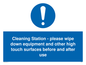 MH6161: Cleaning Station - please wipe down equipment and other high touch surfaces before and after use