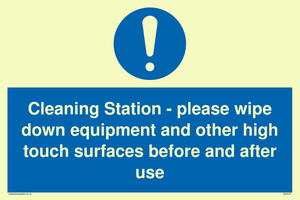 MH6161: Cleaning Station - please wipe down equipment and other high touch surfaces before and after use