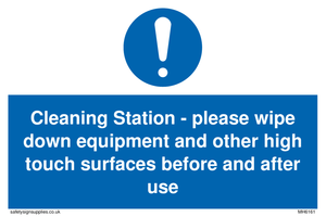 MH6161: Cleaning Station - please wipe down equipment and other high touch surfaces before and after use