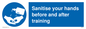 MH6170: Sanitise your hands before and after training