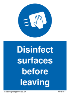 MH6187: Disinfect surfaces before leaving