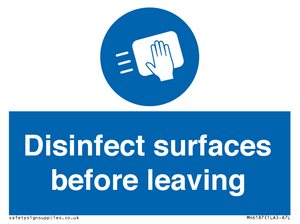 MH6187: Disinfect surfaces before leaving