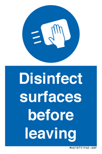 MH6187: Disinfect surfaces before leaving