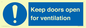 MH6258: Keep doors open for ventilation