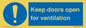 MH6258: Keep doors open for ventilation