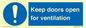 MH6258: Keep doors open for ventilation
