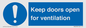 MH6258: Keep doors open for ventilation