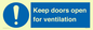 MH6258: Keep doors open for ventilation