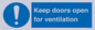 MH6258: Keep doors open for ventilation