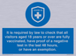 MH7762: It is required by law to check that all visitors aged 18 years or over are fully vaccinated, have proof of a negative test in the last 48 hours, or have an exemption.