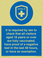 MH7762: It is required by law to check that all visitors aged 18 years or over are fully vaccinated, have proof of a negative test in the last 48 hours, or have an exemption.
