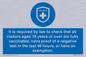 MH7762: It is required by law to check that all visitors aged 18 years or over are fully vaccinated, have proof of a negative test in the last 48 hours, or have an exemption.