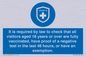 MH7762: It is required by law to check that all visitors aged 18 years or over are fully vaccinated, have proof of a negative test in the last 48 hours, or have an exemption.
