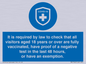 MH7762: It is required by law to check that all visitors aged 18 years or over are fully vaccinated, have proof of a negative test in the last 48 hours, or have an exemption.