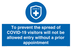 MH7865: To prevent the spread of COVID-19 visitors will not be allowed entry without a prior appointment