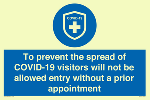 MH7865: To prevent the spread of COVID-19 visitors will not be allowed entry without a prior appointment