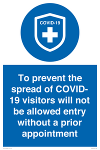 MH7865: To prevent the spread of COVID-19 visitors will not be allowed entry without a prior appointment