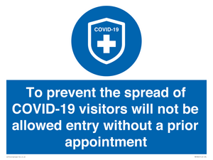 MH7865: To prevent the spread of COVID-19 visitors will not be allowed entry without a prior appointment