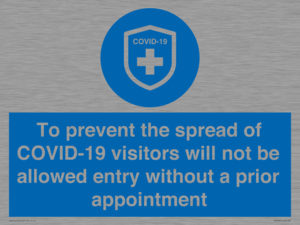 MH7865: To prevent the spread of COVID-19 visitors will not be allowed entry without a prior appointment