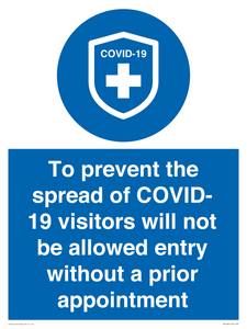 MH7865: To prevent the spread of COVID-19 visitors will not be allowed entry without a prior appointment
