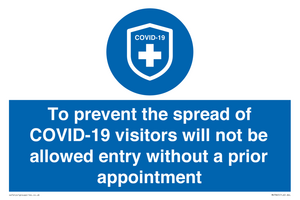 MH7865: To prevent the spread of COVID-19 visitors will not be allowed entry without a prior appointment