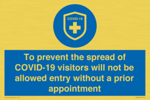 MH7865: To prevent the spread of COVID-19 visitors will not be allowed entry without a prior appointment