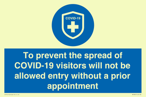 MH7865: To prevent the spread of COVID-19 visitors will not be allowed entry without a prior appointment