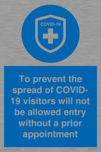 MH7865: To prevent the spread of COVID-19 visitors will not be allowed entry without a prior appointment