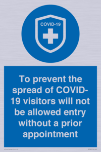 MH7865: To prevent the spread of COVID-19 visitors will not be allowed entry without a prior appointment
